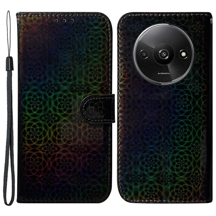 For Xiaomi Redmi A3 PU Leather Case Anti-scratch Dazzling Flower Pattern Phone Protector