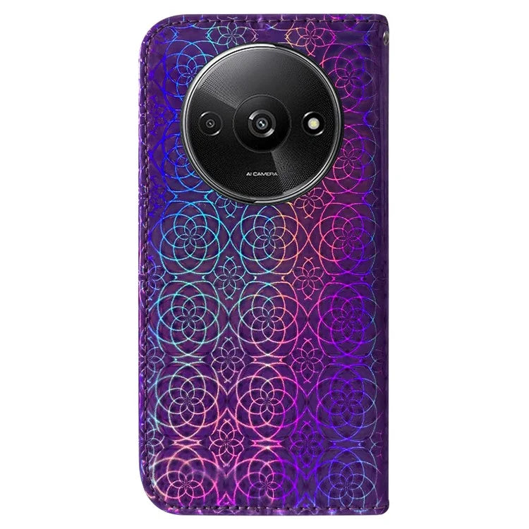 For Xiaomi Redmi A3 PU Leather Case Anti-scratch Dazzling Flower Pattern Phone Protector