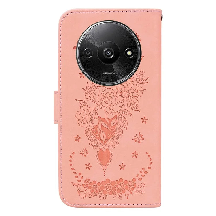 For Xiaomi Redmi A3 Cell Phone Cases Leather+TPU Flower Pattern Wallet Style Cover