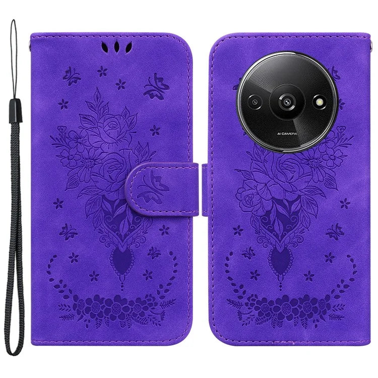 For Xiaomi Redmi A3 Cell Phone Cases Leather+TPU Flower Pattern Wallet Style Cover