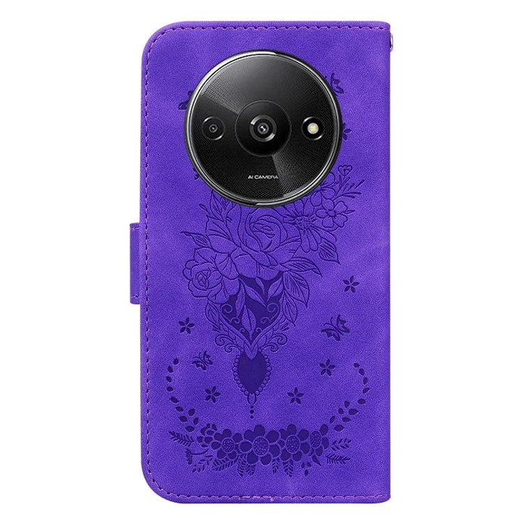 For Xiaomi Redmi A3 Cell Phone Cases Leather+TPU Flower Pattern Wallet Style Cover