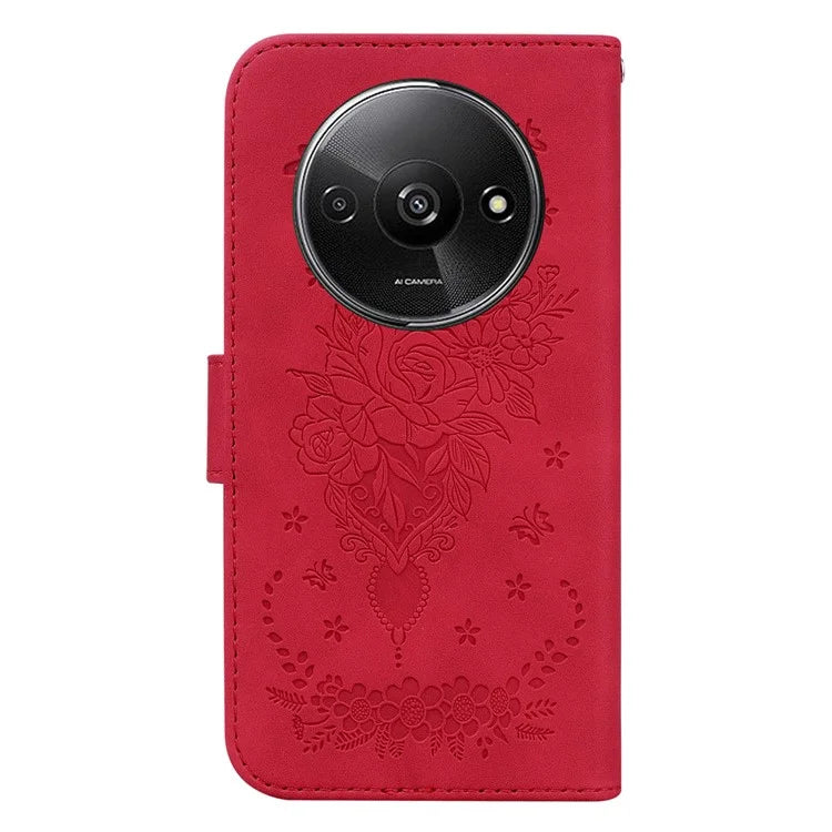 For Xiaomi Redmi A3 Cell Phone Cases Leather+TPU Flower Pattern Wallet Style Cover