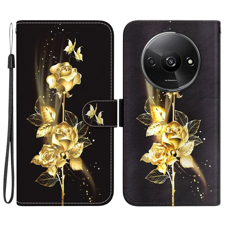 For Xiaomi Redmi A3 Magnetic Case Wallet Design Pattern Printing Phone Cover