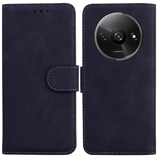 For Xiaomi Redmi A3 Cell Phone Case PU Leather Drop-proof Cover Pure Color Phone Stand