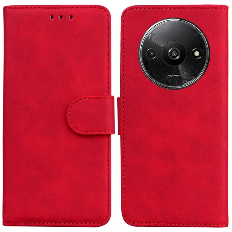 For Xiaomi Redmi A3 Cell Phone Case PU Leather Drop-proof Cover Pure Color Phone Stand