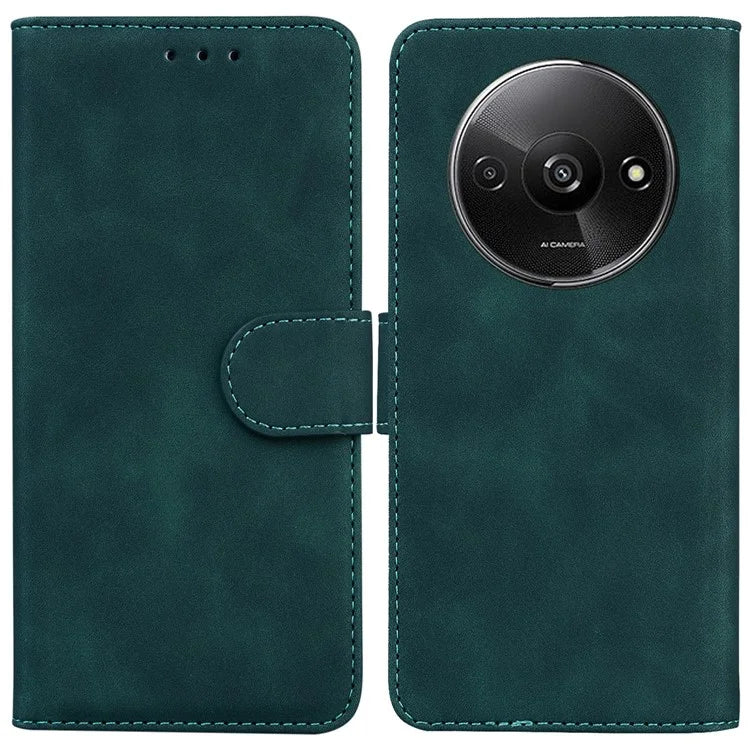 For Xiaomi Redmi A3 Cell Phone Case PU Leather Drop-proof Cover Pure Color Phone Stand