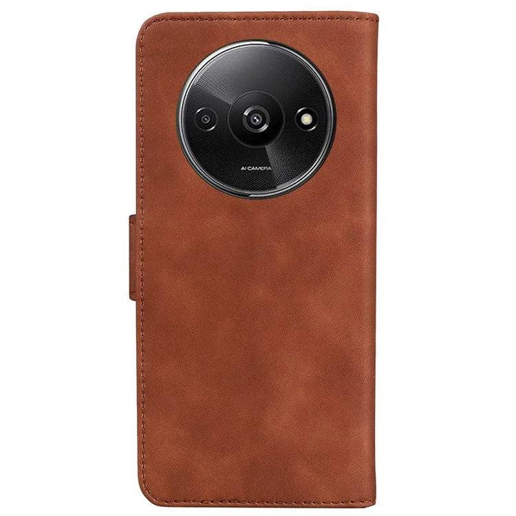 For Xiaomi Redmi A3 Cell Phone Case PU Leather Drop-proof Cover Pure Color Phone Stand