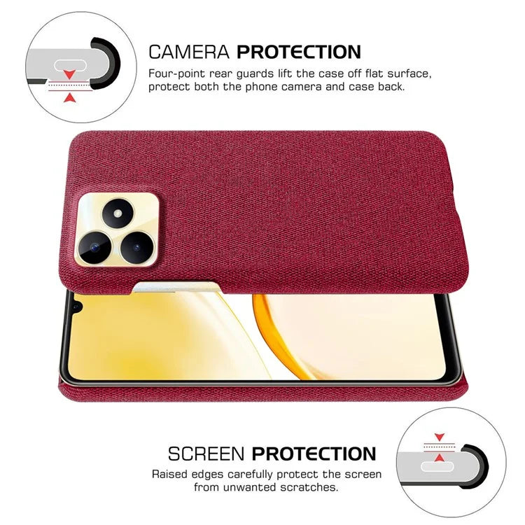 For Realme Narzo N53 4G Cell Phone Cases Shock-absorbing PC+Cloth Back Cover