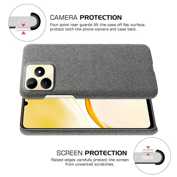 For Realme Narzo N53 4G Cell Phone Cases Shock-absorbing PC+Cloth Back Cover