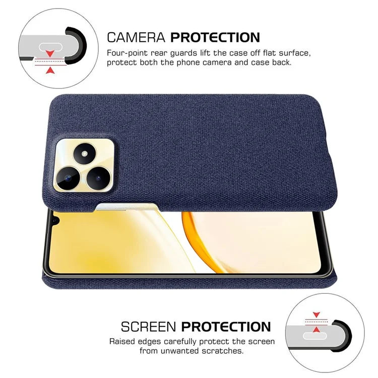 For Realme Narzo N53 4G Cell Phone Cases Shock-absorbing PC+Cloth Back Cover