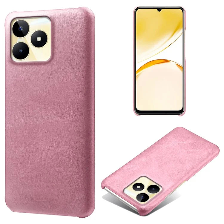 For Realme Narzo N53 4G Case PU Leather+PC Calf Texture Phone Protective Shell Gold
