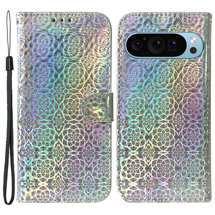 For Google Pixel 9 Pro Phone Protector Anti-scratch Dazzling Flower Pattern Phone Case