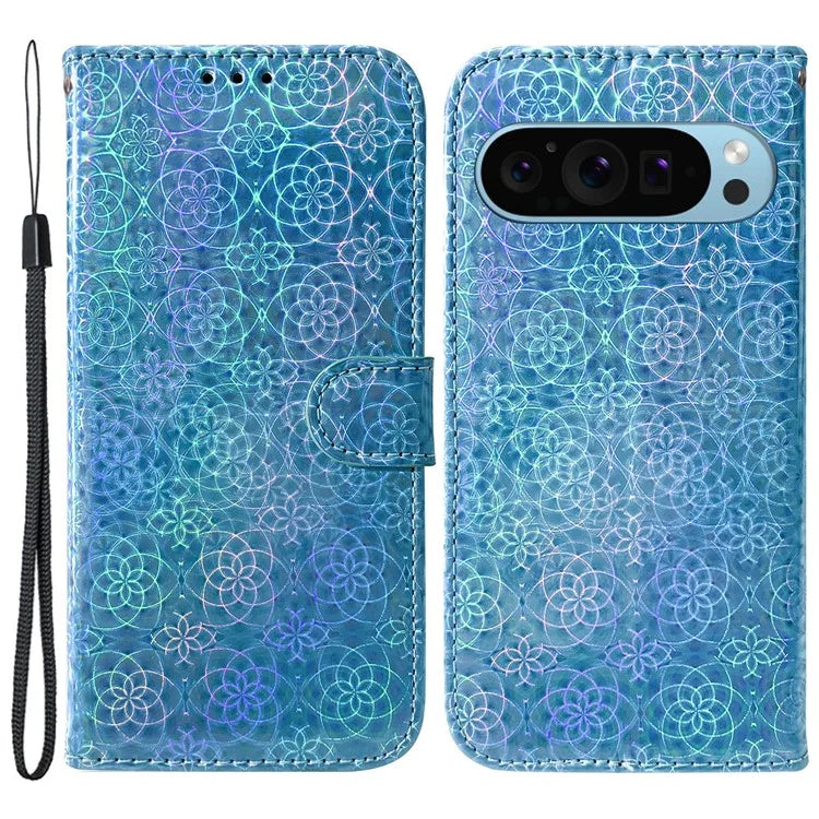 For Google Pixel 9 Pro Phone Protector Anti-scratch Dazzling Flower Pattern Phone Case