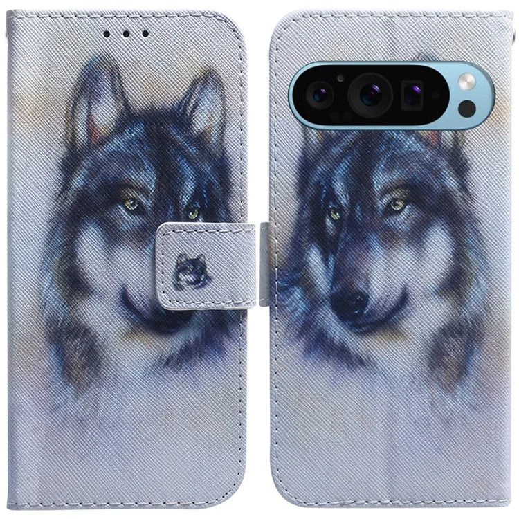For Google Pixel 9 Pro Mobile Phone Leather Case Pattern Printing Stand Shell