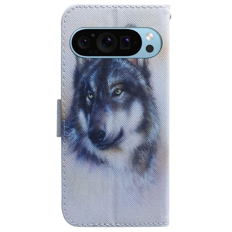 For Google Pixel 9 Pro Mobile Phone Leather Case Pattern Printing Stand Shell