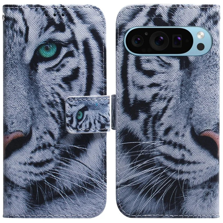 For Google Pixel 9 Pro Mobile Phone Leather Case Pattern Printing Stand Shell