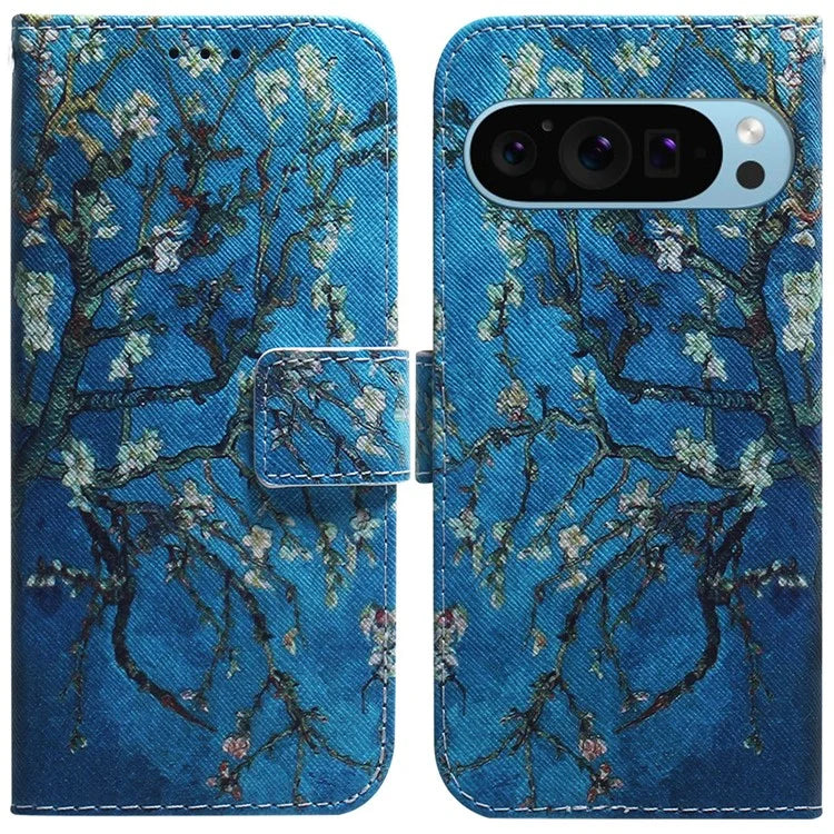 For Google Pixel 9 Pro Mobile Phone Leather Case Pattern Printing Stand Shell