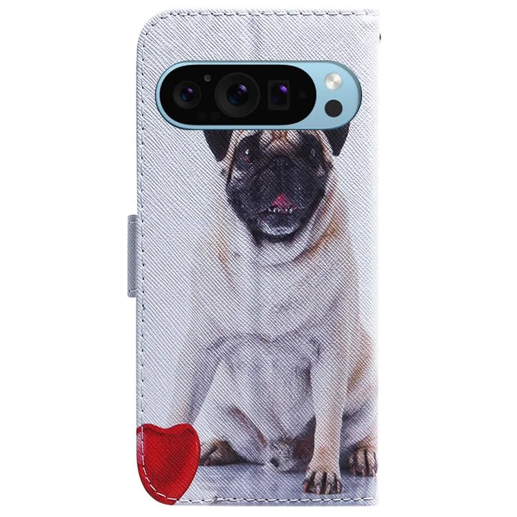 For Google Pixel 9 Pro Mobile Phone Leather Case Pattern Printing Stand Shell