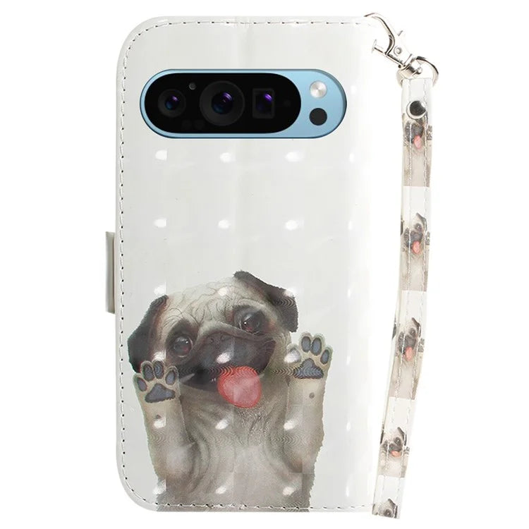 For Google Pixel 9 Pro Phone Case Pattern Printing Leather Flip Cover with Strap