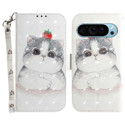 For Google Pixel 9 Pro Phone Case Pattern Printing Leather Flip Cover with Strap