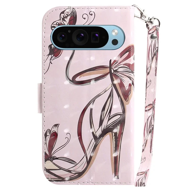 For Google Pixel 9 Pro Phone Case Pattern Printing Leather Flip Cover with Strap
