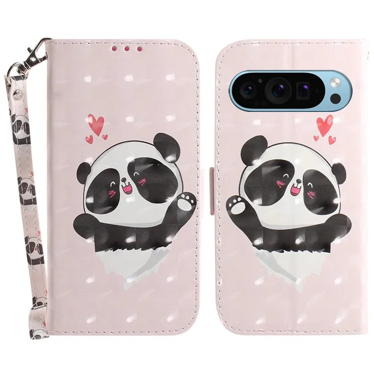For Google Pixel 9 Pro Phone Case Pattern Printing Leather Flip Cover with Strap