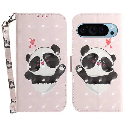 For Google Pixel 9 Pro Phone Case Pattern Printing Leather Flip Cover with Strap