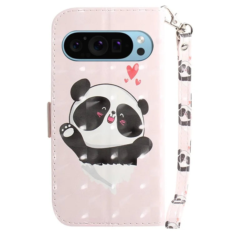 For Google Pixel 9 Pro Phone Case Pattern Printing Leather Flip Cover with Strap