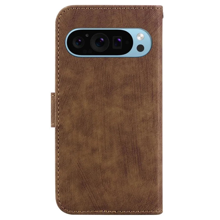 For Google Pixel 9 Pro Case Cute Tiger Imprint Leather Wallet Drop-proof Phone Cover