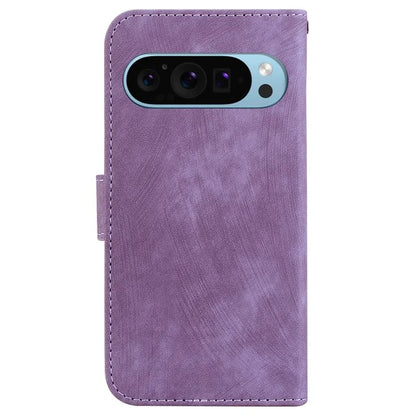 For Google Pixel 9 Pro Case Cute Tiger Imprint Leather Wallet Drop-proof Phone Cover