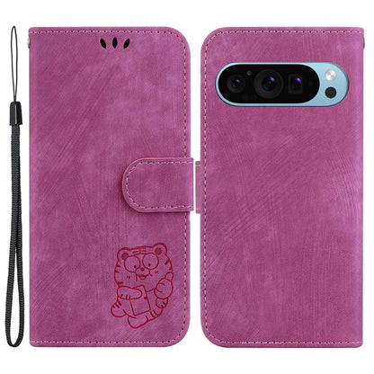 For Google Pixel 9 Pro Case Cute Tiger Imprint Leather Wallet Drop-proof Phone Cover