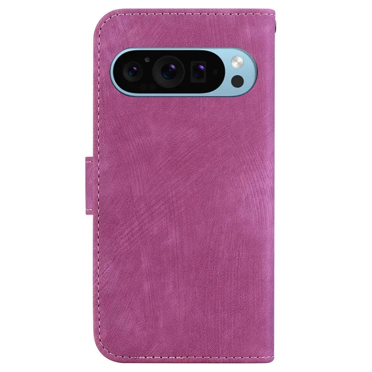 For Google Pixel 9 Pro Case Cute Tiger Imprint Leather Wallet Drop-proof Phone Cover