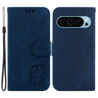 For Google Pixel 9 Pro Case Cute Tiger Imprint Leather Wallet Drop-proof Phone Cover