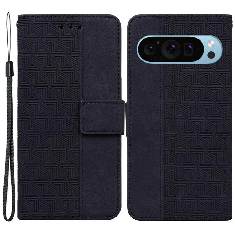 For Google Pixel 9 Pro Cell Phone Case Imprinted Leather Wallet Stand Shockproof Cover