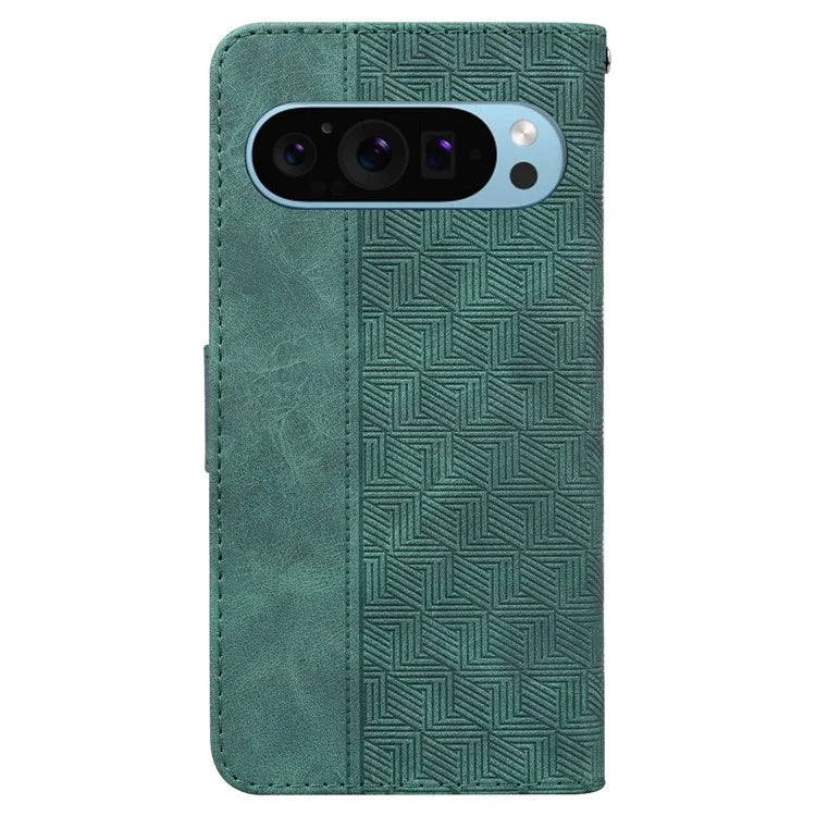 For Google Pixel 9 Pro Cell Phone Case Imprinted Leather Wallet Stand Shockproof Cover