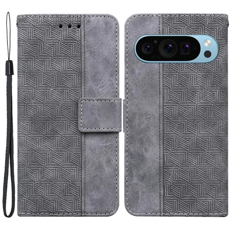 For Google Pixel 9 Pro Cell Phone Case Imprinted Leather Wallet Stand Shockproof Cover