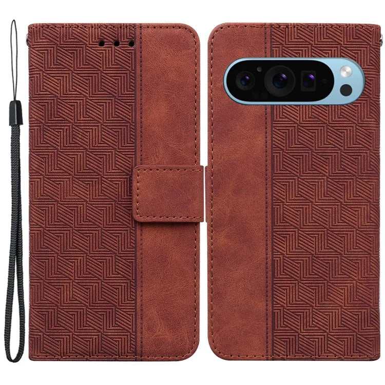 For Google Pixel 9 Pro Cell Phone Case Imprinted Leather Wallet Stand Shockproof Cover