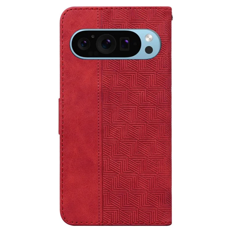 For Google Pixel 9 Pro Cell Phone Case Imprinted Leather Wallet Stand Shockproof Cover