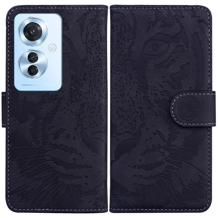 For Oppo Reno11 F 5G / F25 Pro 5G Cell Phone Case Tiger Imprint PU Leather Protection Cover