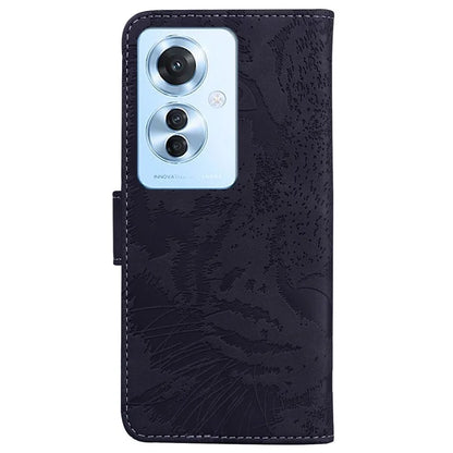 For Oppo Reno11 F 5G / F25 Pro 5G Cell Phone Case Tiger Imprint PU Leather Protection Cover