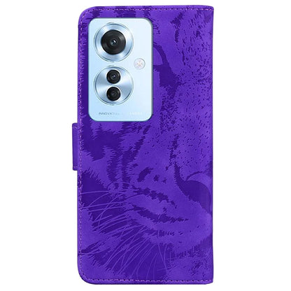 For Oppo Reno11 F 5G / F25 Pro 5G Cell Phone Case Tiger Imprint PU Leather Protection Cover