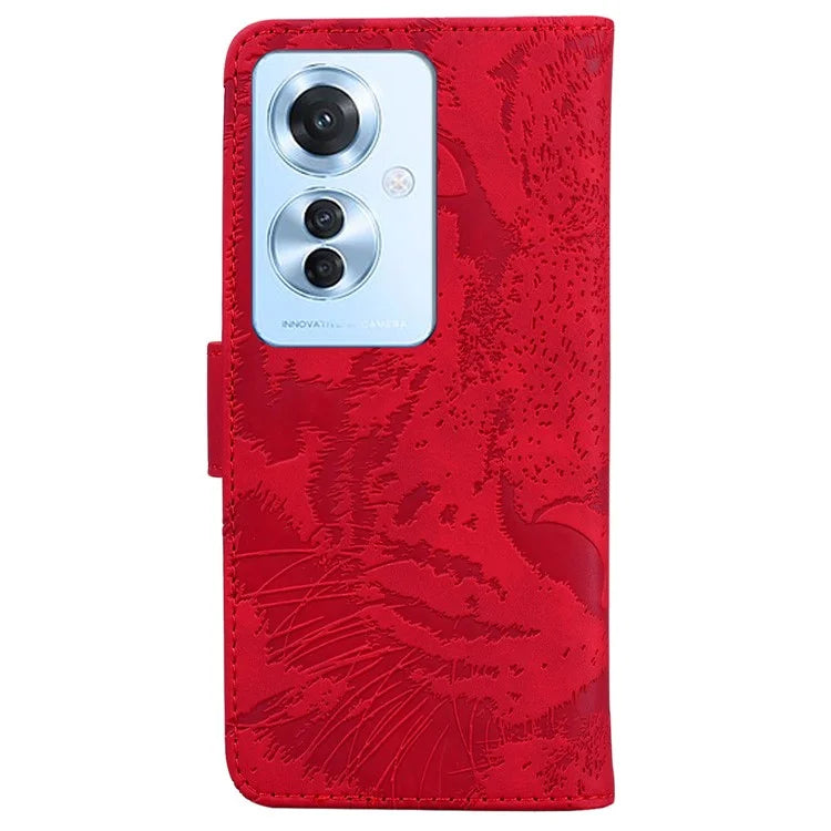 For Oppo Reno11 F 5G / F25 Pro 5G Cell Phone Case Tiger Imprint PU Leather Protection Cover
