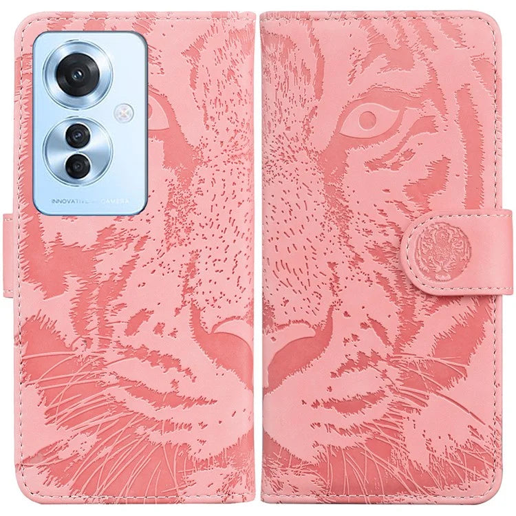 For Oppo Reno11 F 5G / F25 Pro 5G Cell Phone Case Tiger Imprint PU Leather Protection Cover