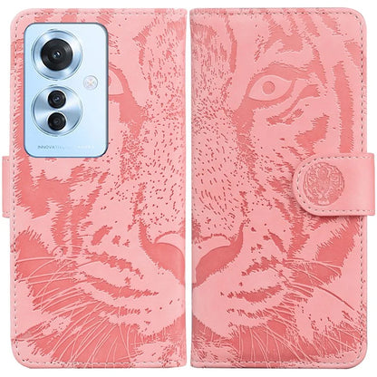 For Oppo Reno11 F 5G / F25 Pro 5G Cell Phone Case Tiger Imprint PU Leather Protection Cover