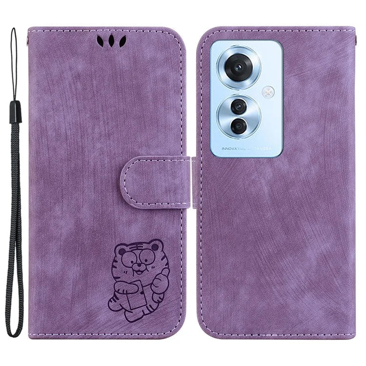 For Oppo Reno11 F 5G / F25 Pro 5G Cell Phone Case Lovely Tiger Imprinted Leather Anti-scratch Cover