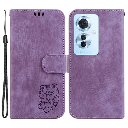 For Oppo Reno11 F 5G / F25 Pro 5G Cell Phone Case Lovely Tiger Imprinted Leather Anti-scratch Cover