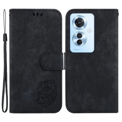 For Oppo Reno11 F 5G / F25 Pro 5G Cell Phone Case Lovely Tiger Imprinted Leather Anti-scratch Cover