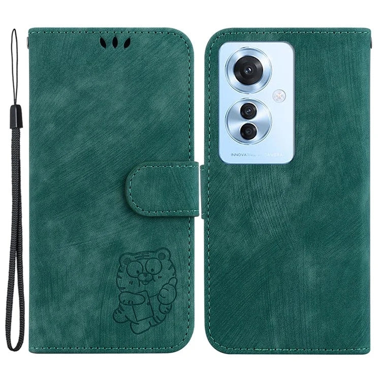 For Oppo Reno11 F 5G / F25 Pro 5G Cell Phone Case Lovely Tiger Imprinted Leather Anti-scratch Cover
