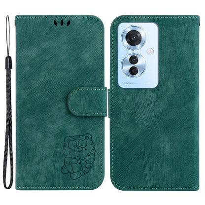 For Oppo Reno11 F 5G / F25 Pro 5G Cell Phone Case Lovely Tiger Imprinted Leather Anti-scratch Cover