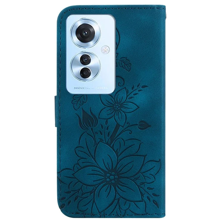 For Oppo Reno11 F 5G / F25 Pro 5G Case Phone Leather Wallet Lily Flower Imprint Full Protection Shell